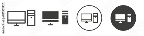 Computer icon Simple outline vector logo