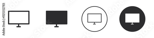 Computer icon Simple outline vector logo