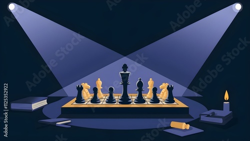 Chess Themed Background with Dramatic Lighting and Shadows