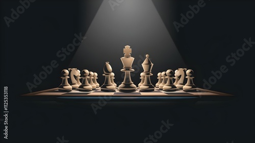 Chess Themed Background with Dramatic Lighting and Shadows photo