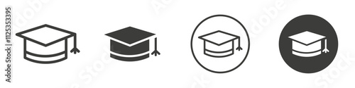 Graduation cap icon Simple outline vector logo