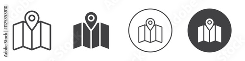 Map icon Simple outline vector logo