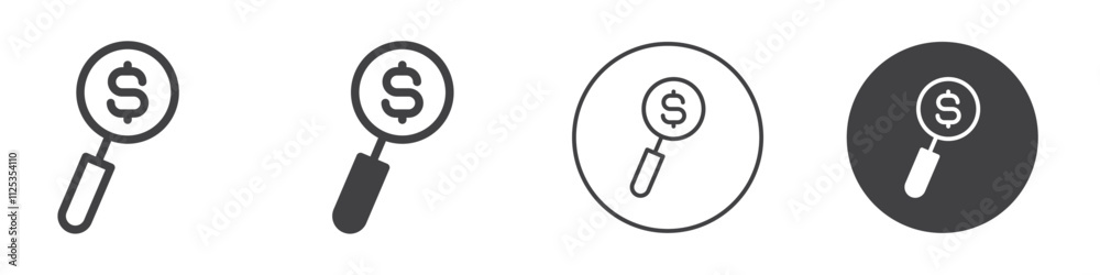 Money search icon Simple outline vector logo Money search icon Simple outline vector logo
