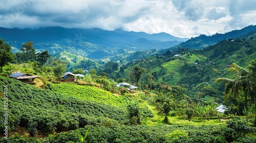 Explore exotic coffee beans, diverse origins, bold flavors, lush plantations, artisan farming, rich aroma.