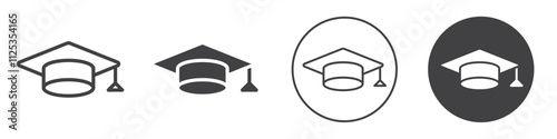 Mortarboard icon Simple outline vector logo