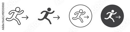 Person running with an arrow icon Simple outline vector logo