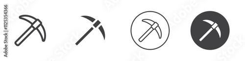 Pickaxe icon Simple outline vector logo
