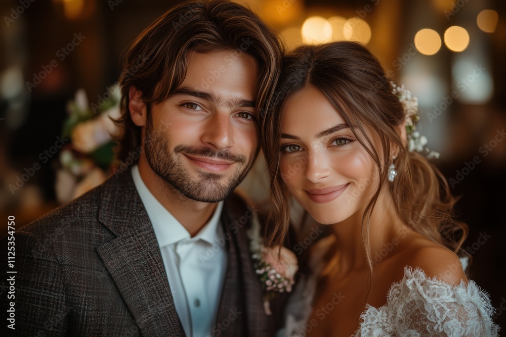 Romantic couple with digital hotel key card in elegant setting Romantic couple with digital hotel key card in elegant setting