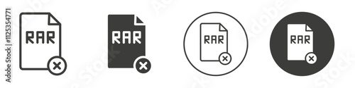 Remove RAR file icon Simple outline vector logo