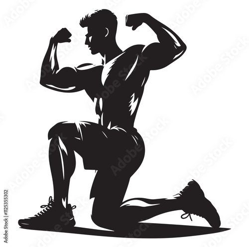 man working out Silhouette vector illustration