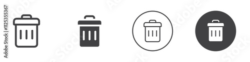 Trash icon Simple outline vector logo