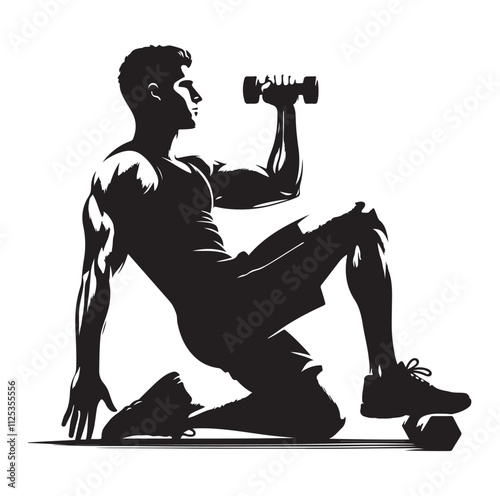 man working out Silhouette vector illustration