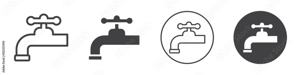 Water tap icon Simple outline vector logo Water tap icon Simple outline vector logo