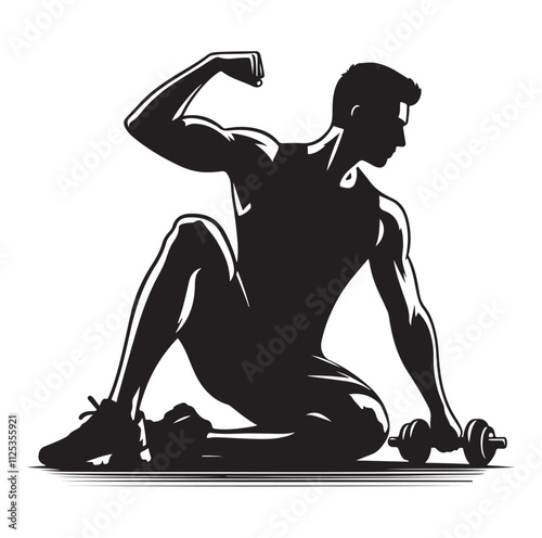 man working out Silhouette vector illustration