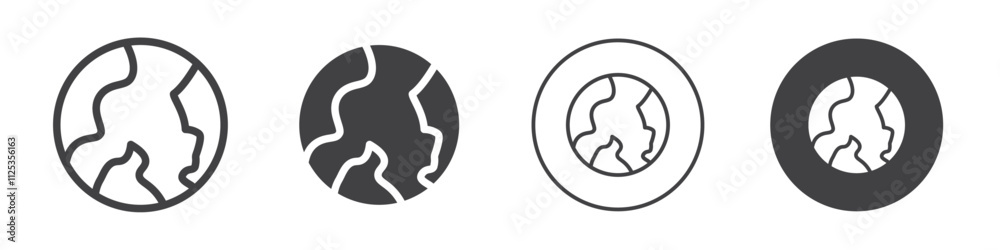World map icon Simple outline vector logo World map icon Simple outline vector logo