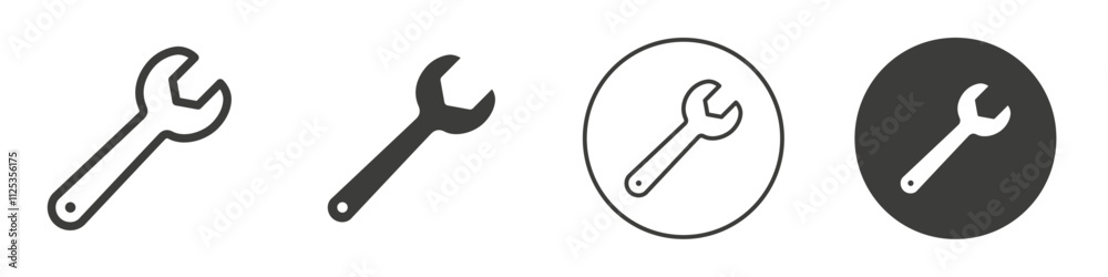 Wrench icon Simple outline vector logo