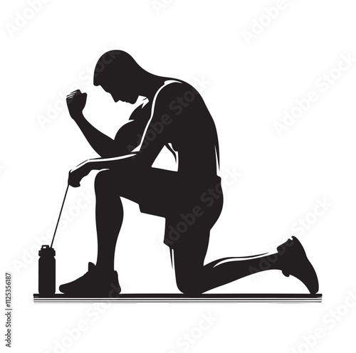 man working out Silhouette vector illustration