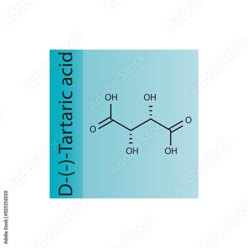 D-(-)-Tartaric acid skeletal structure diagram. compound molecule scientific illustration.