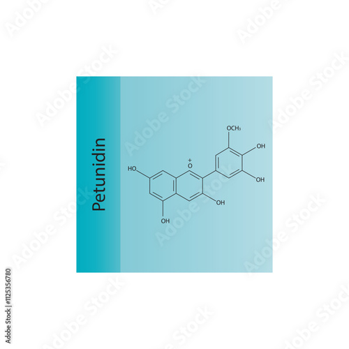 Petunidin skeletal structure diagram.anthocyanin compound molecule scientific illustration.