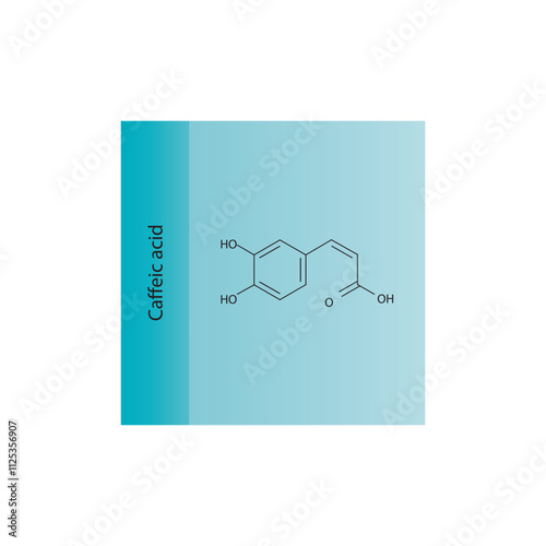 Caffeic acid skeletal structure diagram.hydroxycinnamic acid compound molecule scientific illustration.