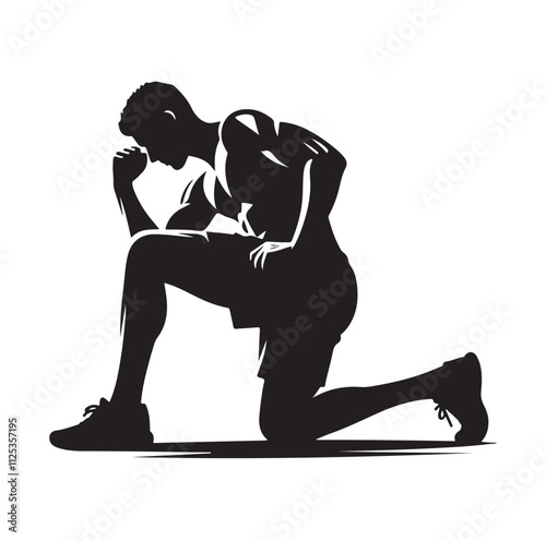 man working out Silhouette vector illustration