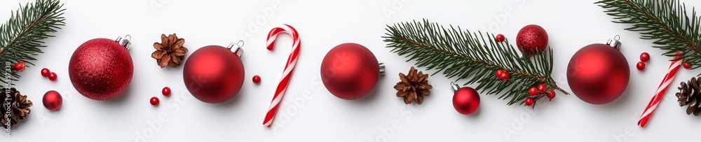 A white backdrop for Christmas featuring ornaments and festive decor. A white backdrop for Christmas featuring ornaments and festive decor.
