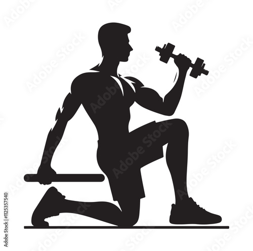 man working out Silhouette vector illustration