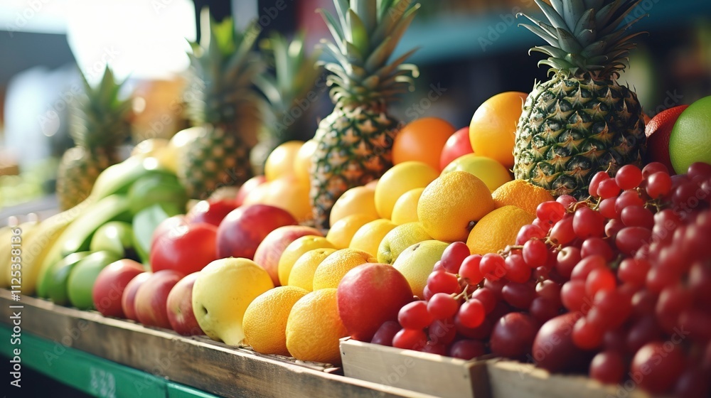 A photo of a vibrant display of fresh fruits A photo of a vibrant display of fresh fruits
