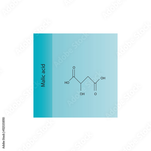 Malic acid skeletal structure diagram.aliphatic acid compound molecule scientific illustration.