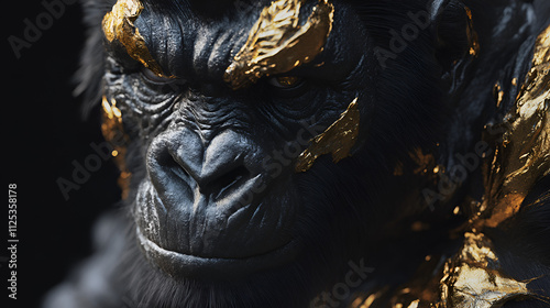 gorilla, image of a gorilla with gold details photo