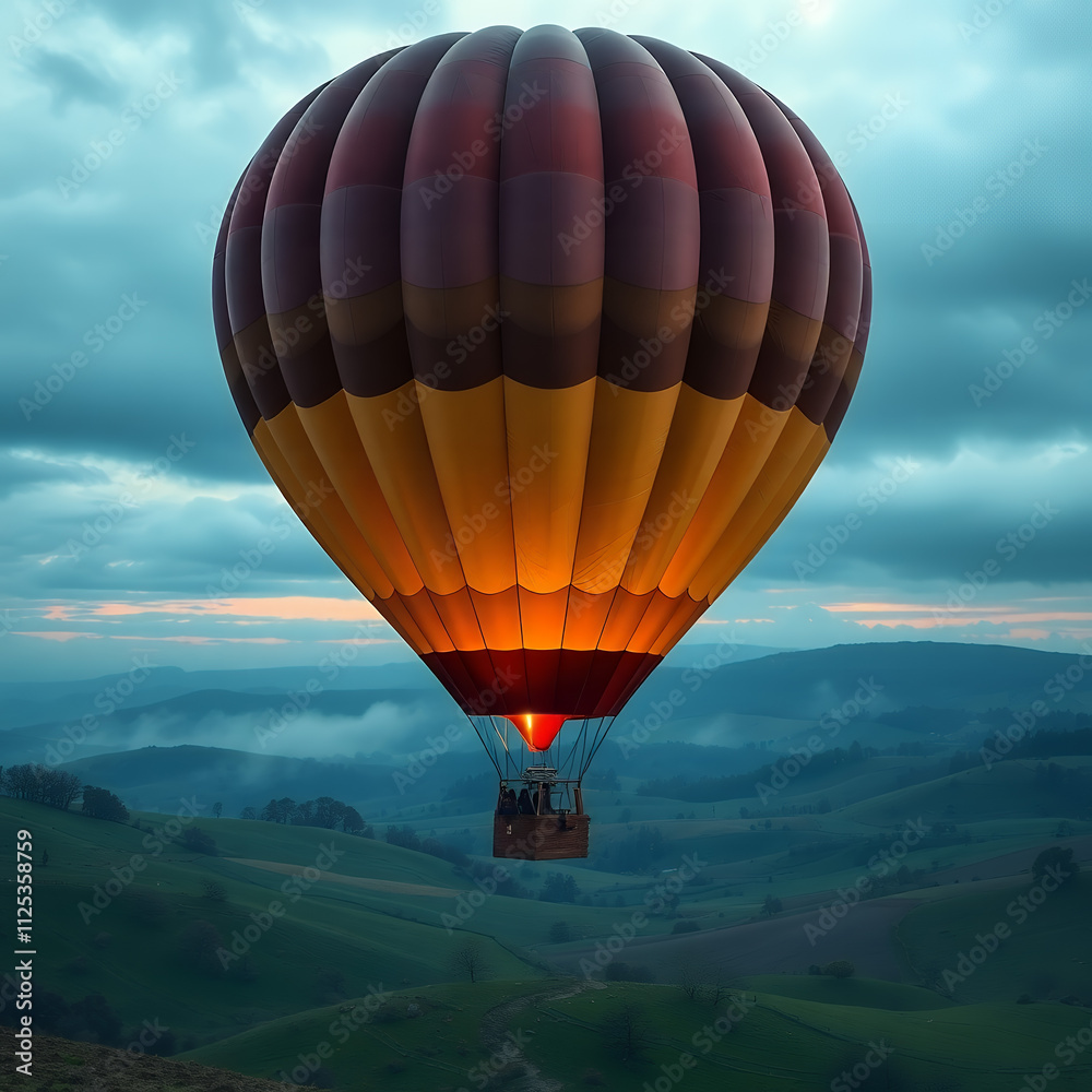 Obraz premium Hot Air Balloon Glowing in the Night Sky