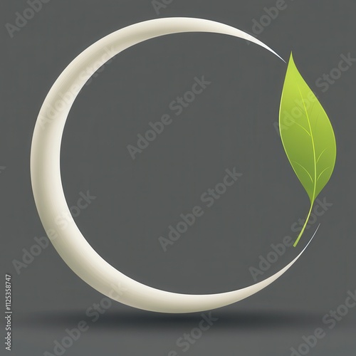 Eco-friendly, circular, minimalist logo design featuring a leaf and crescent shape. photo