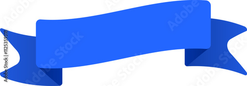 Wavy blue ribbon floating on white background, perfect for representing awards, achievements, celebrations, or adding a touch of elegance and distinction to designs