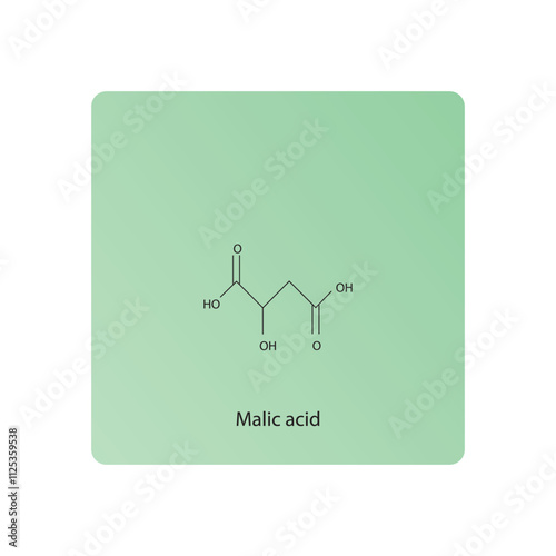 Malic acid skeletal structure diagram.aliphatic acid compound molecule scientific illustration.