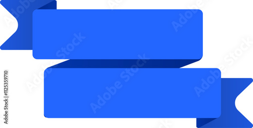 Waving double blue ribbon banner creating ample space for text or graphics, perfect for enhancing various design projects and adding a festive touch to any presentation