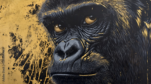 gorilla, image of a gorilla with gold details photo