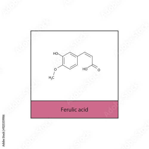 Ferulic acid skeletal structure diagram.hydroxycinnamic acid compound molecule scientific illustration.