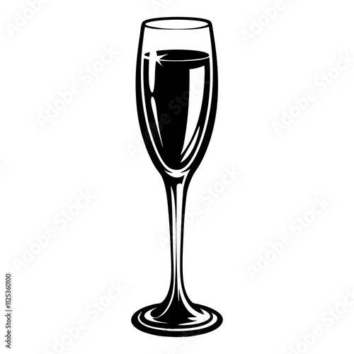 Elegant Champagne Glass Silhouette with Bubbles for Celebration Themes