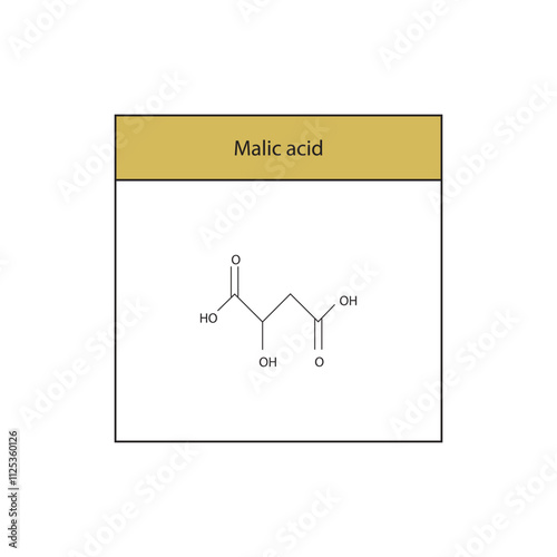 Malic acid skeletal structure diagram.aliphatic acid compound molecule scientific illustration.