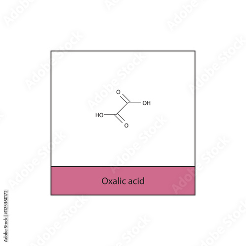 Oxalic acid skeletal structure diagram.aliphatic acid compound molecule scientific illustration.