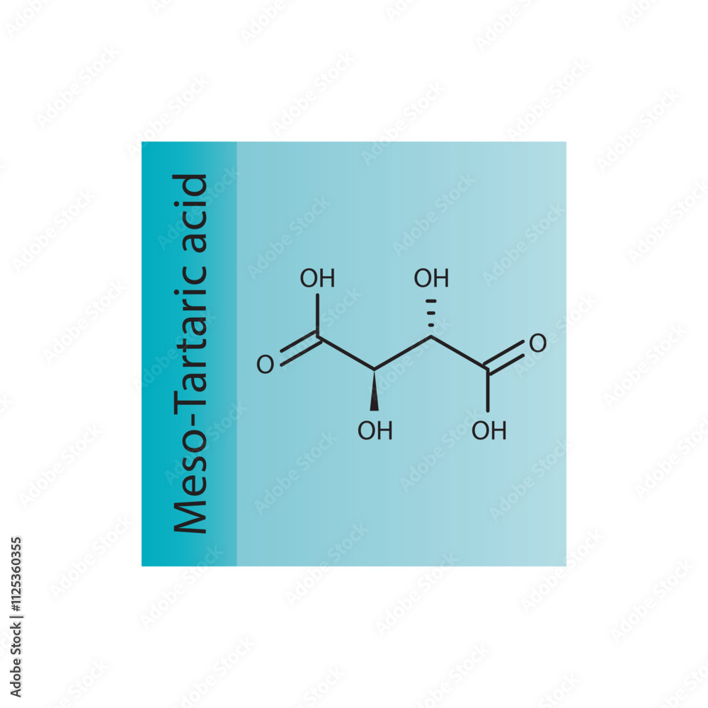 Meso-Tartaric acid skeletal structure diagram. compound molecule scientific illustration. Meso-Tartaric acid skeletal structure diagram. compound molecule scientific illustration.