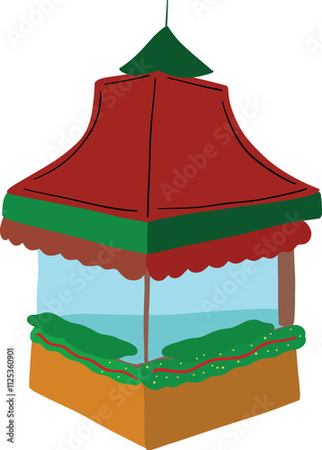 Colorful christmas pavilion illustration design