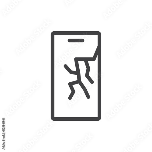Broken phone screen icon Simple outline vector logo