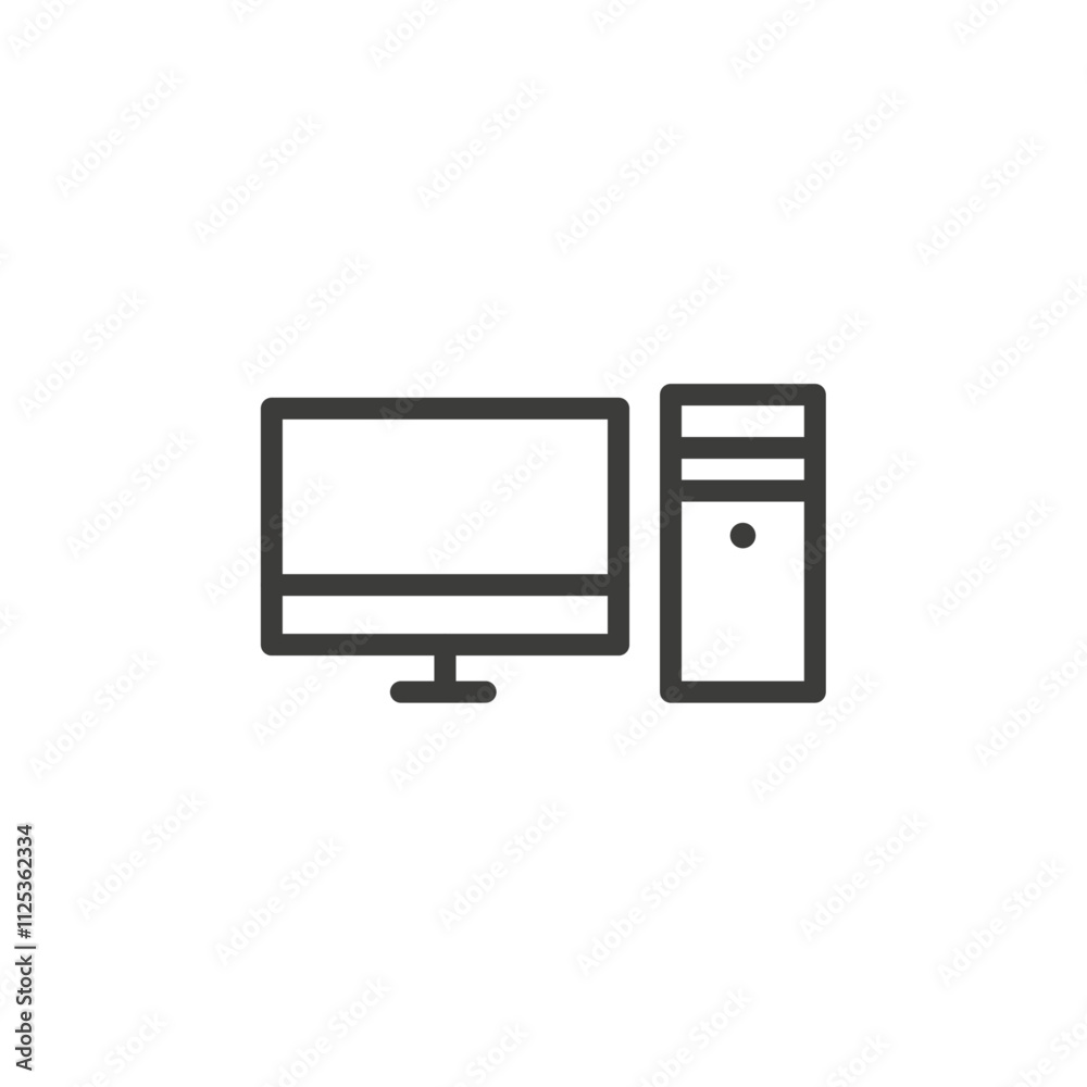 Computer icon Simple outline vector logo Computer icon Simple outline vector logo