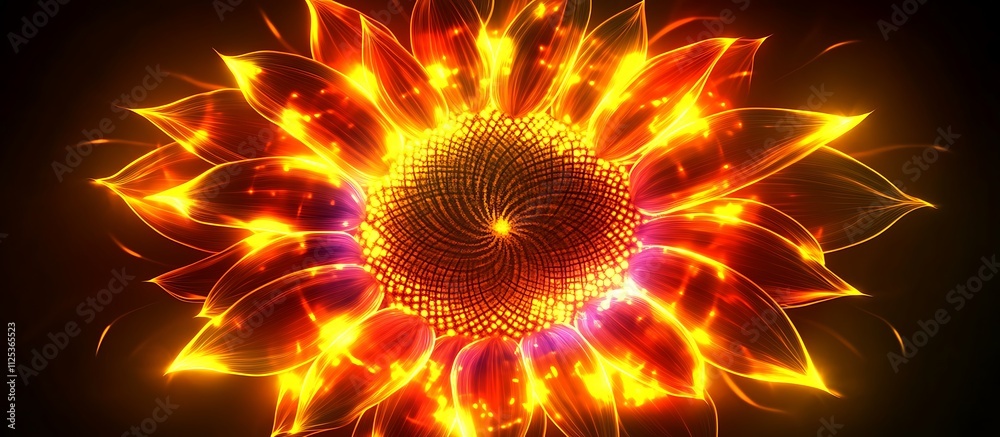A radiant neon sunflower with bright golden petals and a glowing center creating a cheerful vibe A radiant neon sunflower with bright golden petals and a glowing center creating a cheerful vibe