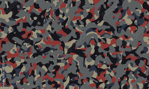 Seamless camouflage pattern. Close-up of military camouflage uniform surface. Seamless texture for printing on clothes, paper, fabric, military paint. Army background, vector pattern.