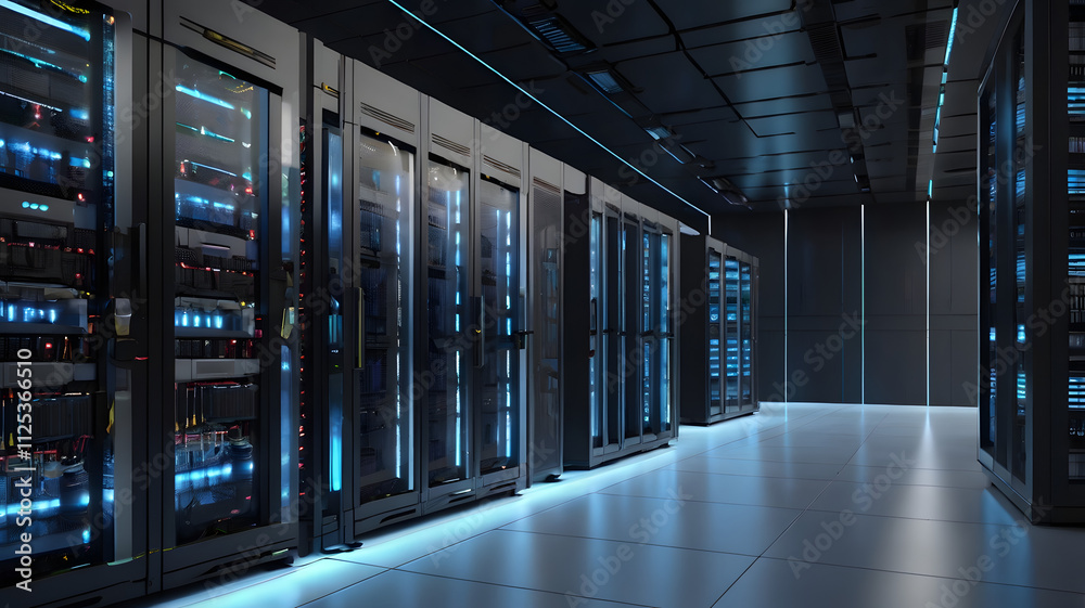Data Center Power: Rows of sleek, high-performance servers illuminate a state-of-the-art data center, showcasing the intricate network of technology that powers the digital world. Data Center Power: Rows of sleek, high-performance servers illuminate a state-of-the-art data center, showcasing the intricate network of technology that powers the digital world.