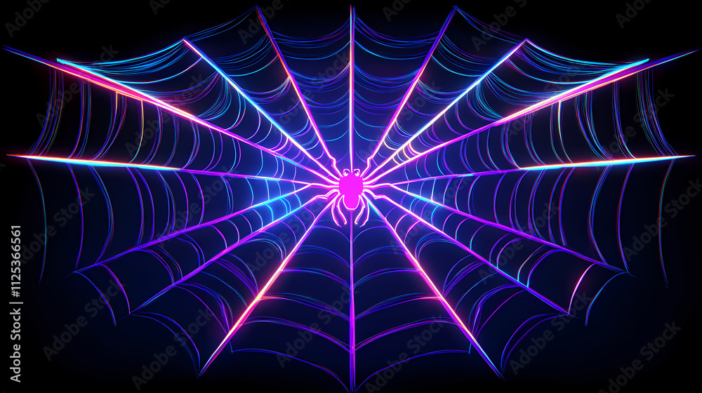 Illuminated spider web: uv light highlights neon glow in nighttime capture. Radiant. Illustration Illuminated spider web: uv light highlights neon glow in nighttime capture. Radiant. Illustration