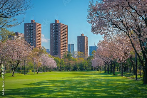 Tokyo, Japan - March 30, 2018: In Tokyo, Japan, Koishikawa Korakuen Garden is a favored spot for cherry blossoms. photo