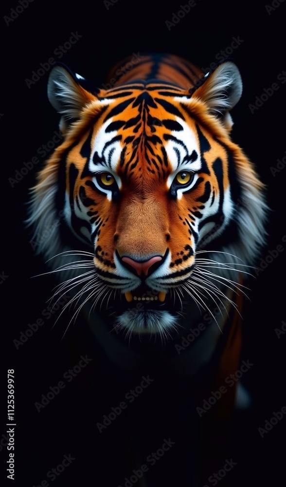 Fototapeta premium Close-Up of Tiger's Intense Gaze, Tiger